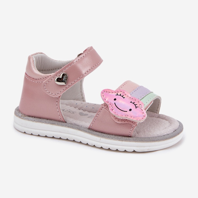 EVento Sandálias infantis presas com velcro rosa 2