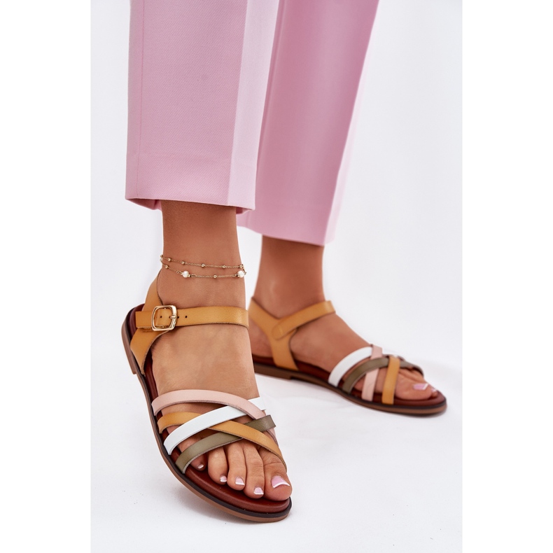 Sandálias femininas com Sergio Leone SK090H Swinging Stripes Yellow amarelo 2