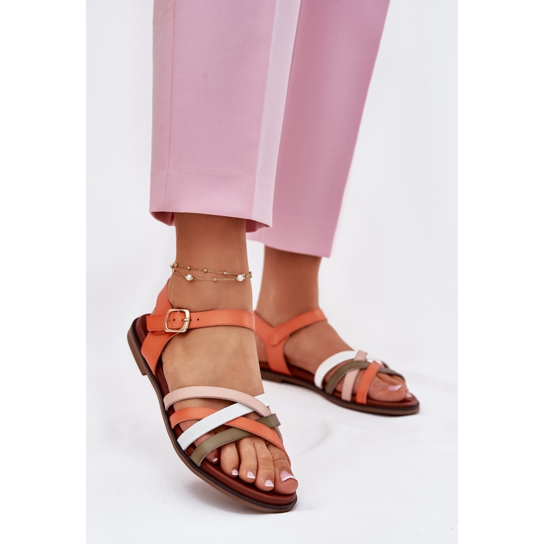Sergio Leone Sandálias femininas com sergio entrelaçadas SK090H Stripes Orange laranja 2