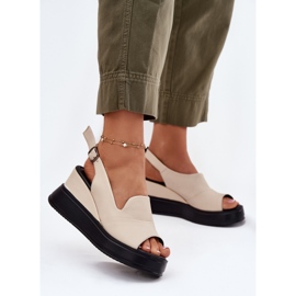 ARTIKER Sandálias de couro feminino para arte antiga 54c0401 bege 2