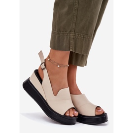 ARTIKER Sandálias de couro feminino para arte antiga 54c0401 bege 1