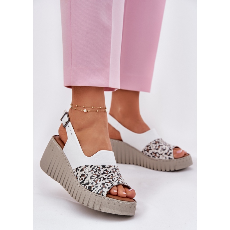 ARTIKER Sandálias femininas feitas de couro natural na cunha artker 56c0958 branco 2