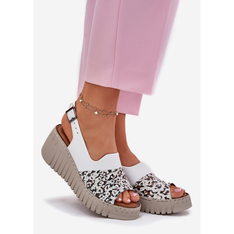 ARTIKER Sandálias femininas feitas de couro natural na cunha artker 56c0958 branco 1