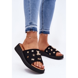 Camurça feminina chinelos com vinceza 66741 pinos pretos 2