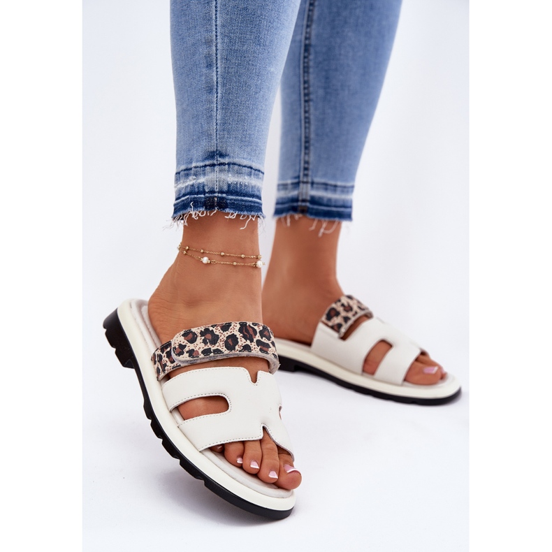 Flip de couro feminino Vinceza 66769 Luz abaixo bege 2