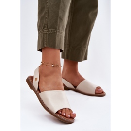 EVento Sandálias planas femininas eco de couro bege 2