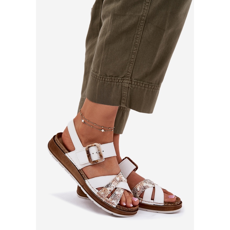 Sandálias femininas com fivela branca no INBLU GS000056 branco 1