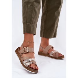 Sandálias femininas com inblu gs000056 bege 2