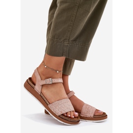 Sandálias femininas com trança no cinto rosa INBLU GS000050 1