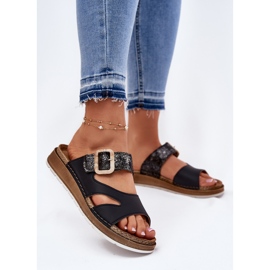 Flipes femininos leves com fivela preta do Inblu GS000055 preto 2