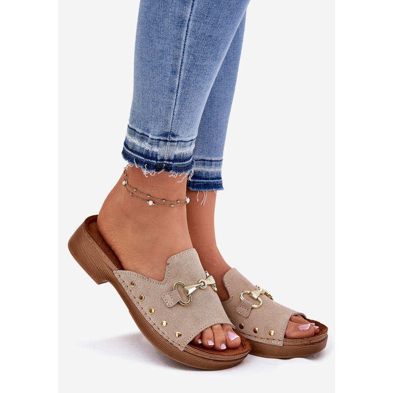 Slippers de camurça feminina Inblu tf0002k bege 1