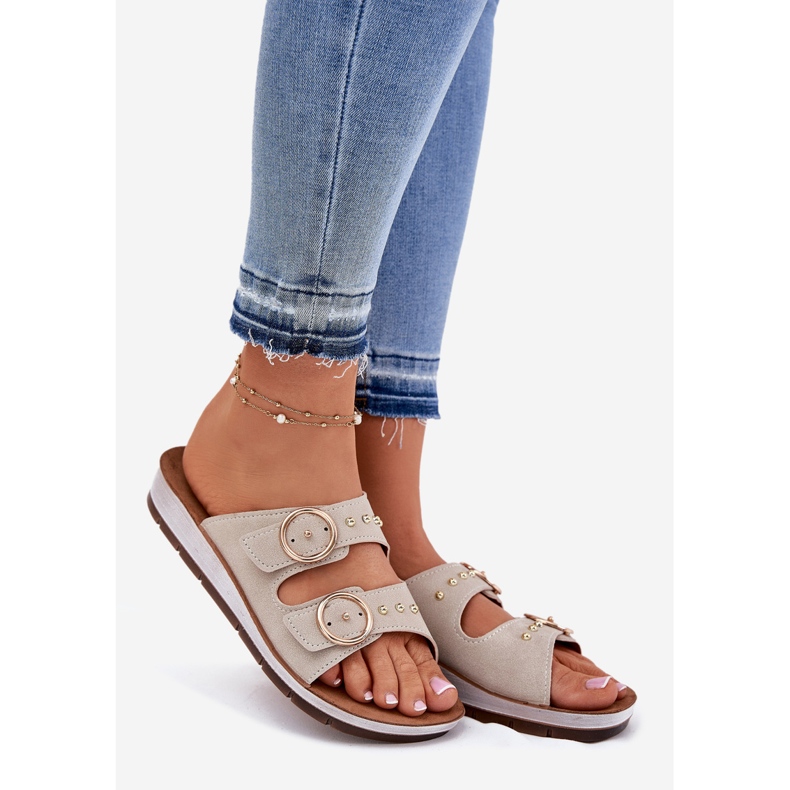 Confortável feminino inblu cp000054 bege 1