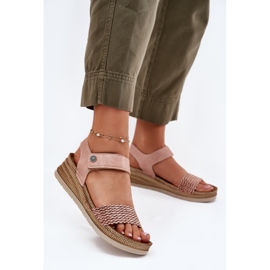 Sandálias femininas na cunha do Inblu RV000014 rosa 2