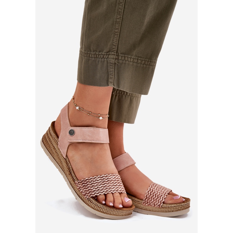 Sandálias femininas na cunha do Inblu RV000014 rosa 1