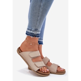 Chinelos de couro feminino Inblu aa0005g bege 1