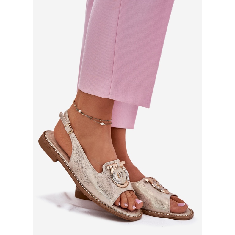 S.Barski Sandálias elegantes com decoração de salto plano S. Barski KV51-003 Gold dourado 1