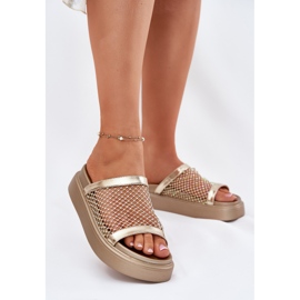 S.Barski Flip de mulheres decoradas na plataforma com Mesh S. Barski My51-016 Złote dourado 2 S.Barski Flip de mulheres decoradas na plataforma com Mesh S. Barski My51-016 Złote dourado 2