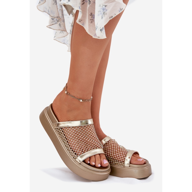 S.Barski Flip de mulheres decoradas na plataforma com Mesh S. Barski My51-016 Złote dourado 1 S.Barski Flip de mulheres decoradas na plataforma com Mesh S. Barski My51-016 Złote dourado 1