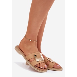 Flipes planos femininos com detalhes decorativos Artiker 56C1335 bege 1