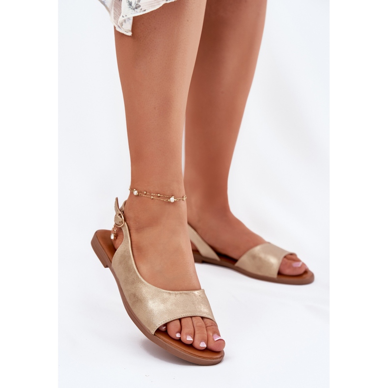 EVento Golds de sandálias femininas de grama plana dourado 2