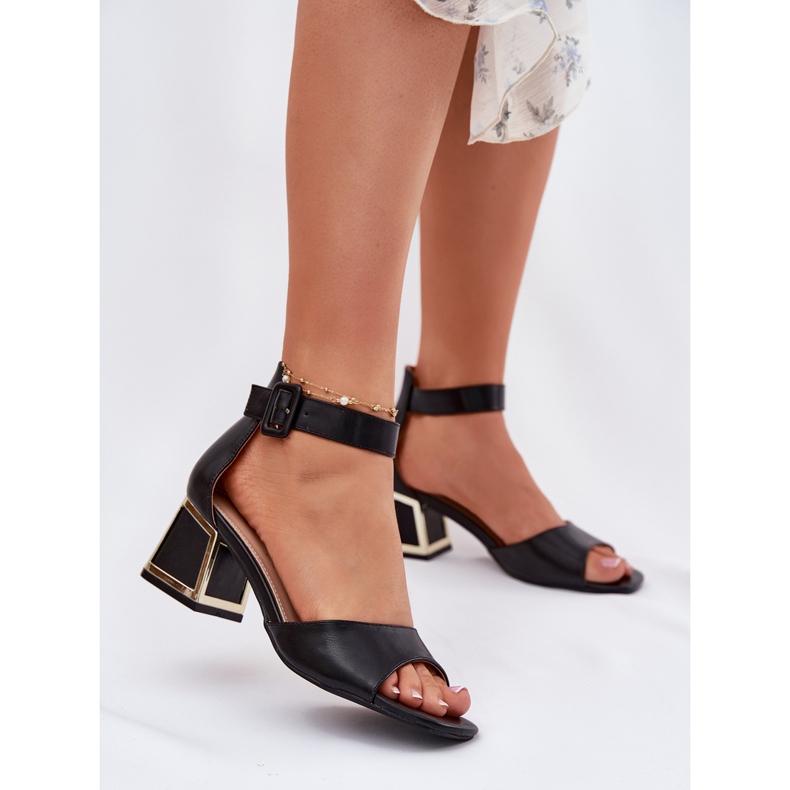 EVento Sandálias femininas de salto alto pretas preto 2