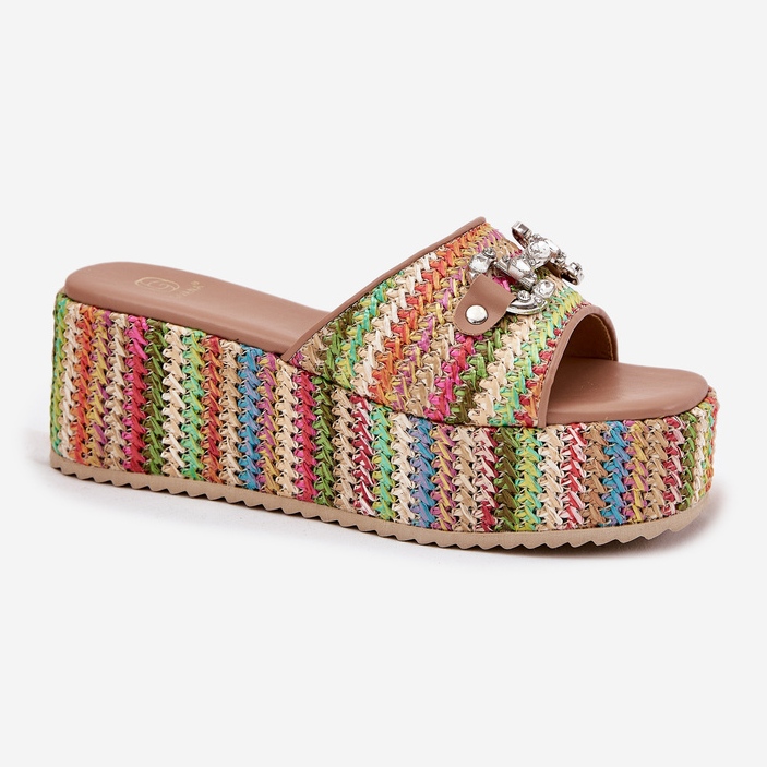 Cunhas femininas para cunha com trança e decoração multicolorida multicolorido 2