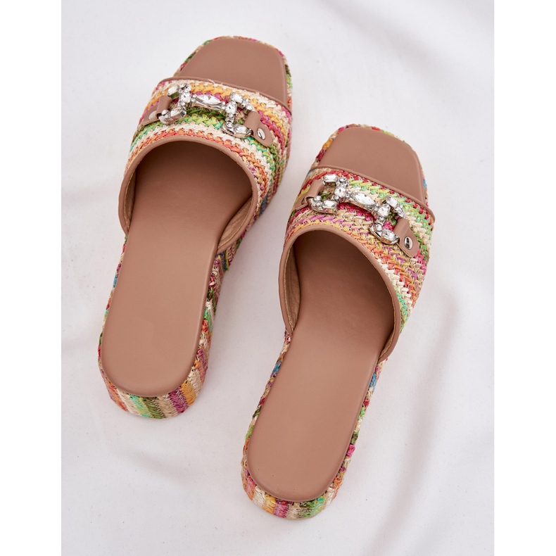 Cunhas femininas para cunha com trança e decoração multicolorida multicolorido 1