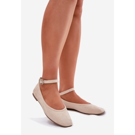 Ballerinas de camurça ECO com cinto e um grampo bege 1