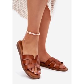 Boto Flipes femininas com camelo de couro ecológico Lisanoria castanho 1