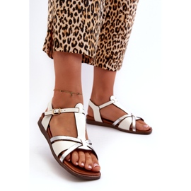 Sandálias rasteiras femininas confeccionadas em couro ecológico Sergio Leone SK071H branco 3