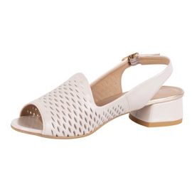 Olivier Sandálias de couro aberto feminino N1871 ECRU bege 1