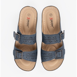 Seastar Chinelos em uma cunha baixa com fivelas azuis azul 1 Seastar Chinelos em uma cunha baixa com fivelas azuis azul 1