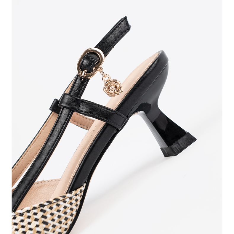 Goodin Bombas pretas trançadas de bainha preto 2