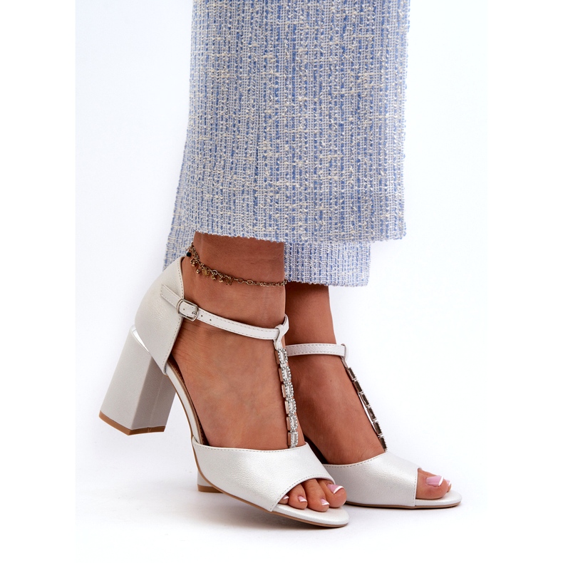 Vinceza Sandália de salto alto Aniya prateada com zircônias cúbicas prata 2