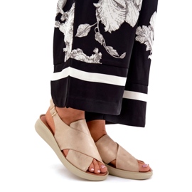 Jezzi Sandálias femininas da Golden de couro ecológico dourado 1