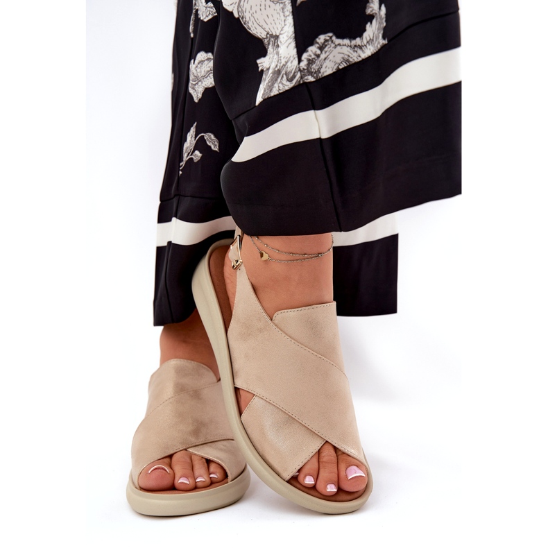 Jezzi Sandálias femininas da Golden de couro ecológico dourado 3