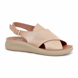 Jezzi Sandálias femininas da Golden de couro ecológico dourado 4