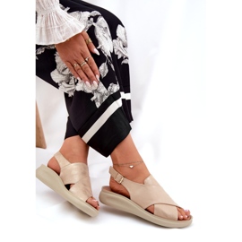 Jezzi Sandálias femininas da Golden de couro ecológico dourado 5