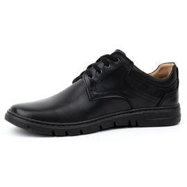 Kampol Sapatos de couro masculino, nevoeiro casual 57kam preto 1