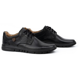 Kampol Sapatos de couro masculino, nevoeiro casual 57kam preto 2