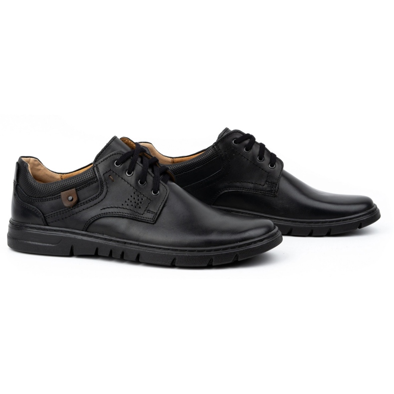 Kampol Sapatos de couro masculino, nevoeiro casual 57kam preto 2