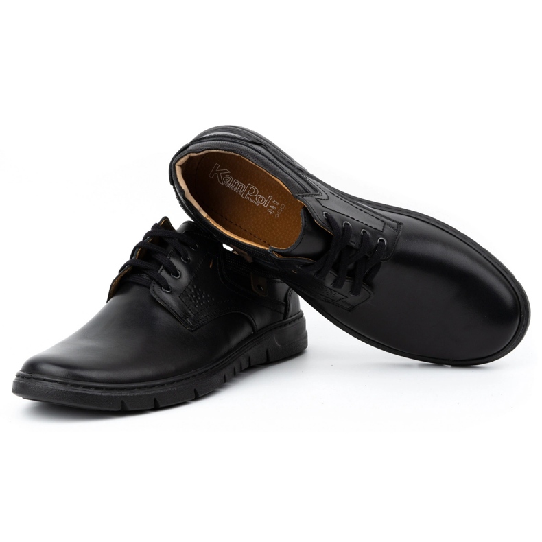 Kampol Sapatos de couro masculino, nevoeiro casual 57kam preto 4