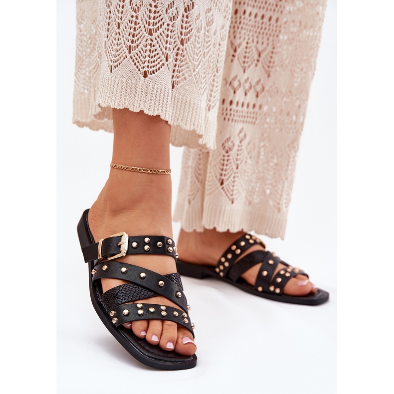 Decorado flechas femininas planas femininas com listras e grampo preto 2