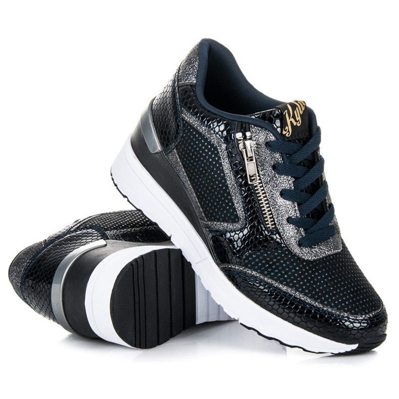 Kylie Calçados esportivos em cunha azul marinho 2