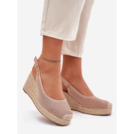 Sandálias femininas para cunha com trança rosa 1