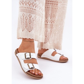 Chinelos de couro com inblu aa0002ko branco 2