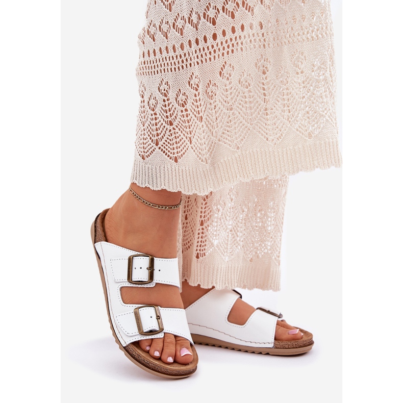 Chinelos de couro com inblu aa0002ko branco 1 Chinelos de couro com inblu aa0002ko branco 1