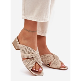 Flippers femininos no Maciejka Block 06955-25 Beige-Gold bege 1