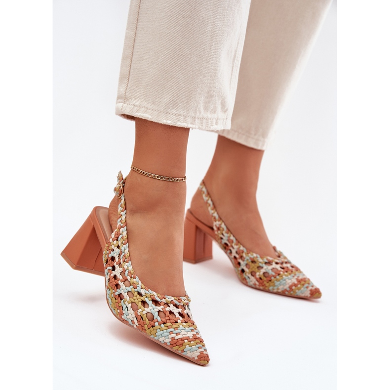 Sandálias com tranças no post multicolor amarelo 2