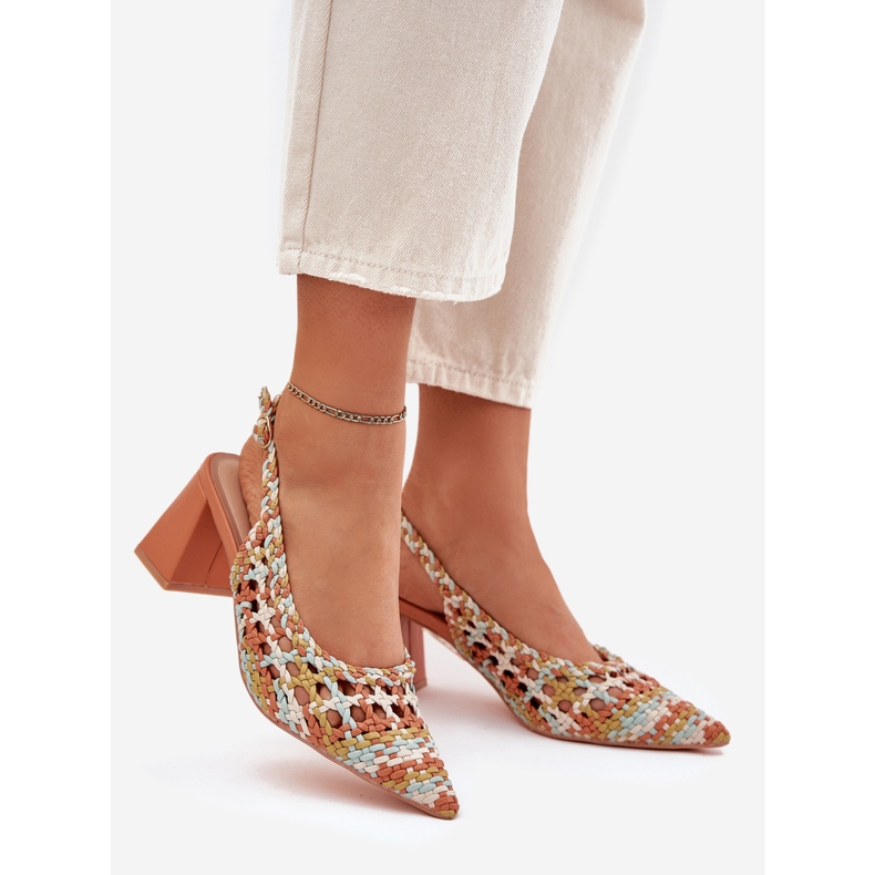 Sandálias com tranças no post multicolor amarelo 1